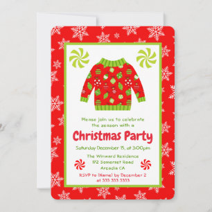 Invitation Fête festive de pulls de Noël laids