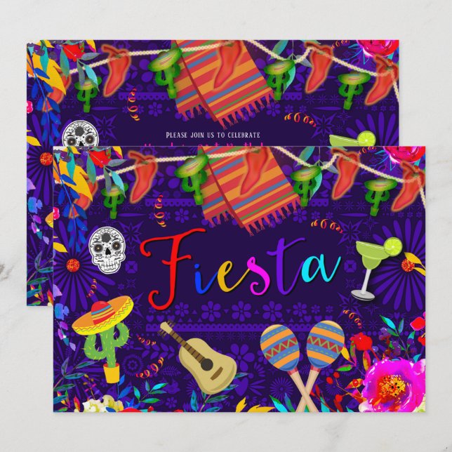 Invitation Fête Fête Anniversaire Cinco De Mayo (Devant / Derrière)