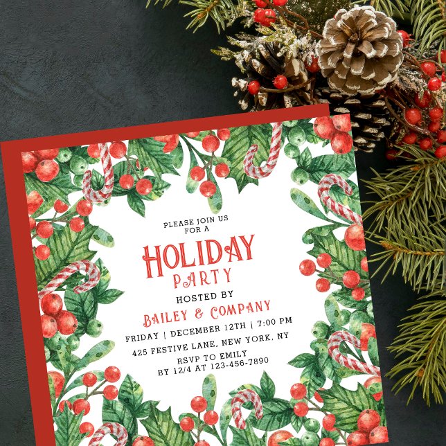 Invitation Fête Fête de l'entreprise Noël floral (Créateur téléchargé)