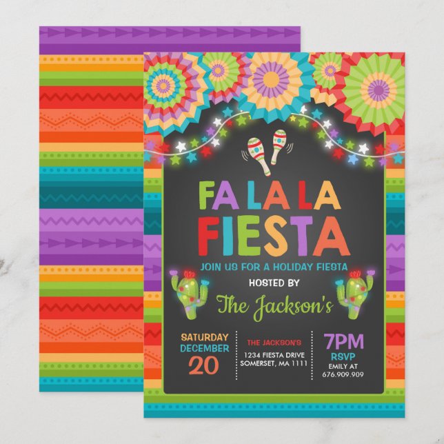 Invitation Fête Fête Fa La Fiesta (Devant / Derrière)