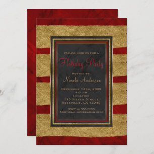 Invitation Fête Fête moderne Marbre rouge et or Noël