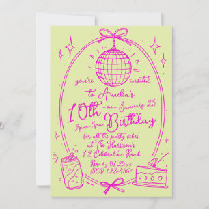 Invitation Fête Fille Double Chiffres 10ème Anniversaire
