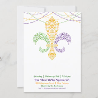 Invitation Fête Fleur DeLis Mardi Gras 2