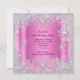 Invitation Fête Flocons de Neige Pays des Merveilles Hiver Ro