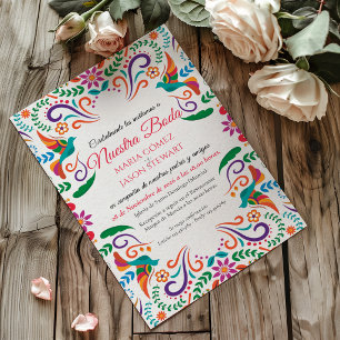 Invitation Fête Florale Colorée Boda Mariage Espagnol