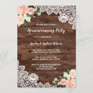 Invitation Fête Florale de dentelle de bois rustique