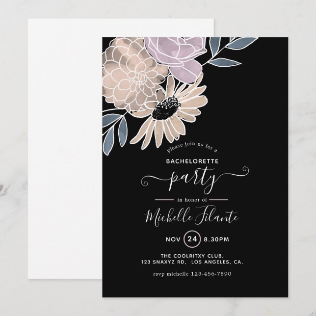 Invitation Fête Florale de l'aquarelle moderne (Devant / Derrière)