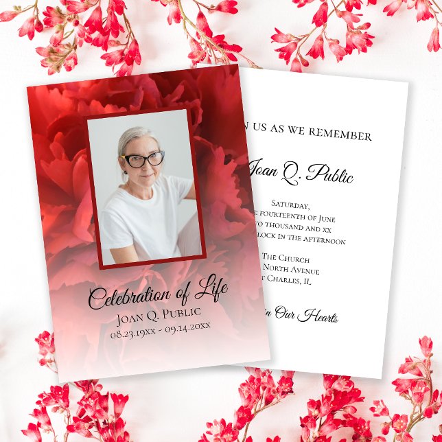 Invitation Fête florale de l'oeillet rouge célébrant les funé (Créateur téléchargé)