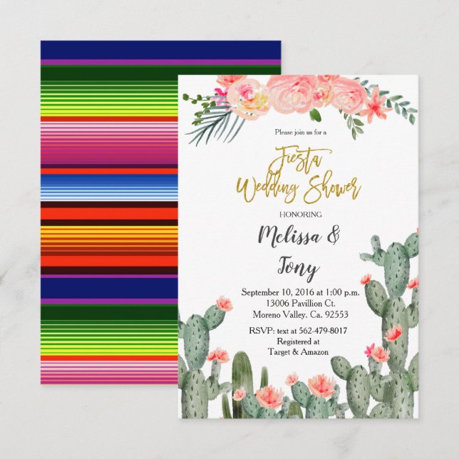 Invitation Fête florale de mariage Fiesta succulente (Devant / Derrière)