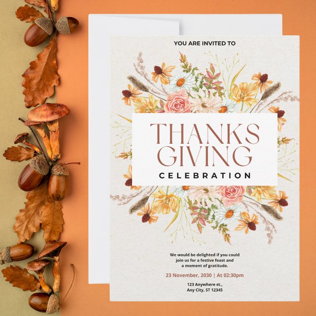 Invitation Fête Florale de Thanksgiving (Créateur téléchargé)