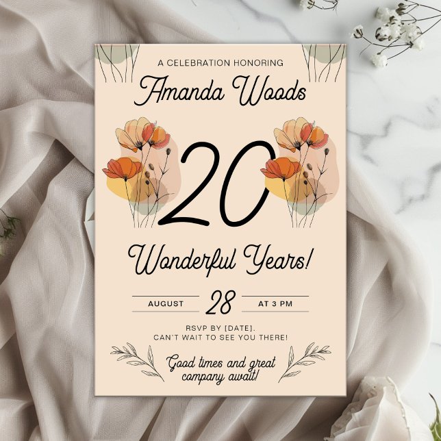 Invitation Fête florale du 20e anniversaire (Créateur téléchargé)