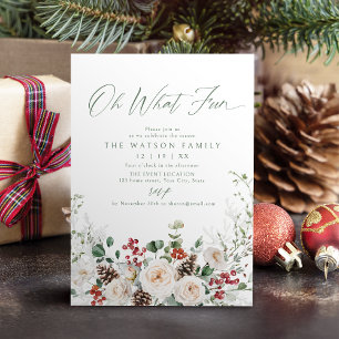 Invitation Fête Florale Élégante et Joyeuse pour les Fêtes