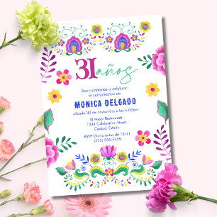 Invitation Fête florale mexicaine espagnole pour 31e annivers