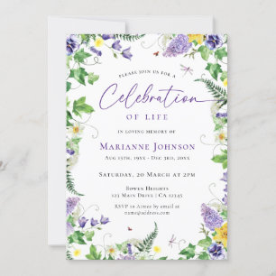 Invitation Fête florale moderne de la vie funéraire
