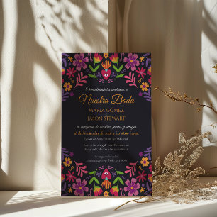 Invitation Fête Florale Noire Nuestra Boda Mariage Espagnol