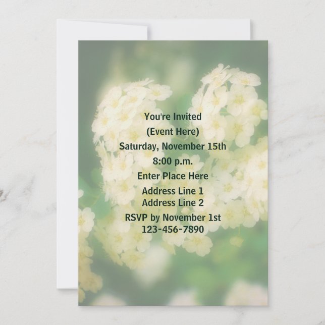 Invitation Fête Florale Rose Wild White Rambling (Devant)