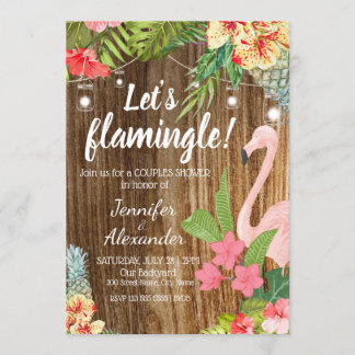Invitation Fête florale tropicale Flamant rose personnalisati