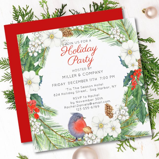 Invitation Fête Florale Wreath Corporate Christmas Party (Créateur téléchargé)
