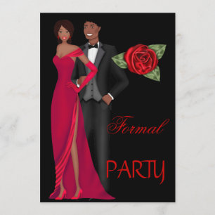 Invitation Fête Formelle Gold Black Red Robe cravate noire