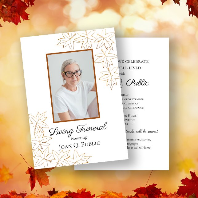 Invitation Fête funéraire vivante de l'automne Maple Feuille  (Créateur téléchargé)