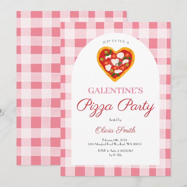Invitation Fête Galentine's Day Party Saint-Valentin (Devant / Derrière)
