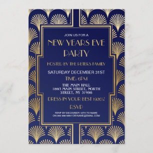 Invitation Fête Gatsby du Nouvel An des années 1920 éventail 