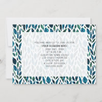 Fête Générique Tout Usage Feuilles Bleues Plume
