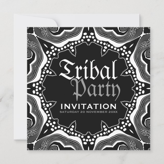 Invitation Fête gothique médiévale noire blanche (Devant)