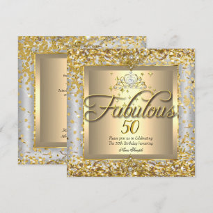 Invitation Fête Grise Argent Or 50 ans Incroyable
