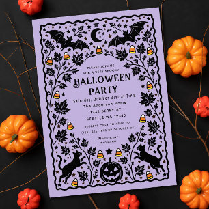 Invitation Fête Halloween de l'art folklorique fantasmagoriqu
