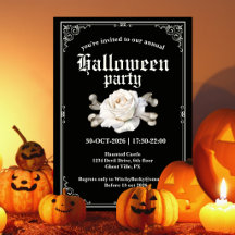 Fête Halloween Élégante Vintage Noir Rose Argentée