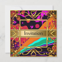 Invitation Fête Harlequin Or Toute Fête