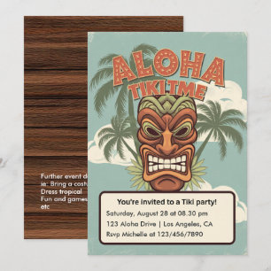 Invitation Fête Hawaïenne Tiki Tropicale