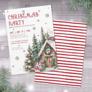 Invitation Fête hivernale de Noël aux aquarelles festives