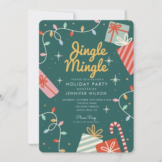 Invitation Fête Jingle Mingle Noël Light Candy (Devant)