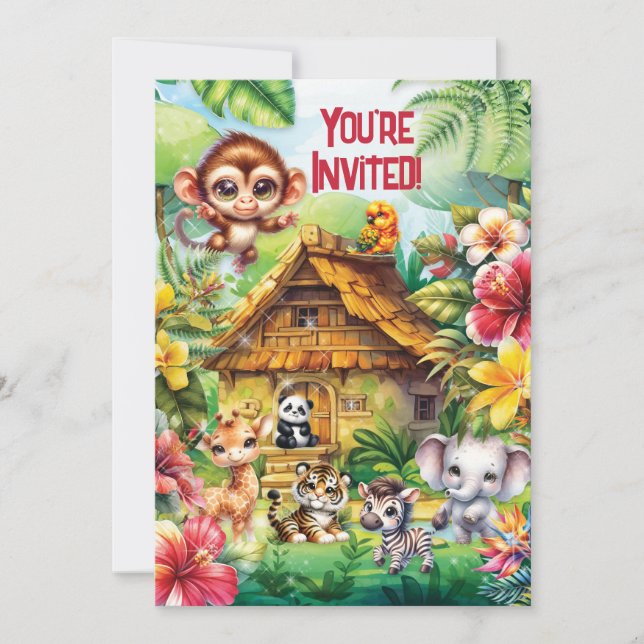 Invitation Fête Jungle Bébé (Devant)