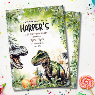 Invitation Fête Jurassique T-Rex Anniversaire 1 an 