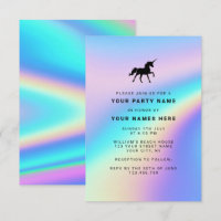 Fête Licorne Élégante Moderne avec Holographie sur