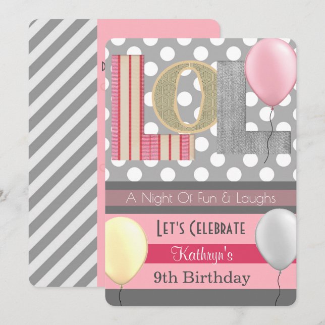 Invitation Fête "LOL" Fille Stwood Anniversaire (Devant / Derrière)