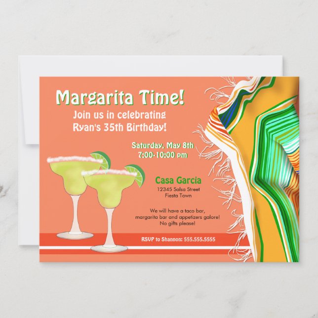 Invitation Fête Margaritas Chic et Contemporaine (Devant)