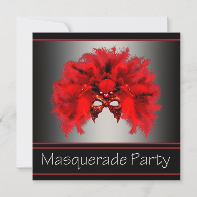 Invitation Fête Mascarade de Mascarade rouge noir (Devant)