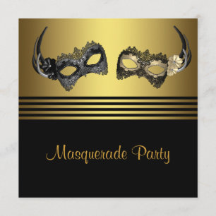 Invitation Fête masquée de Mardi Gras avec masques