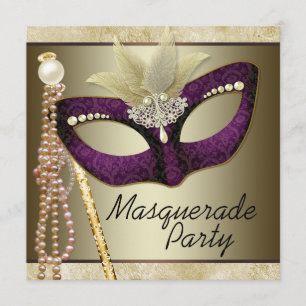 Invitation Fête Masquée de Perle d'Ivoire de Bourgogne