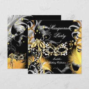 Invitation Fête Masquerade Anniversaire Masque Wild Mask Blac