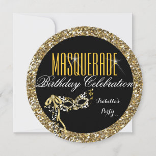 Invitation Fête Masquerade Anniversaire Parties scintillant d
