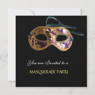 Invitation FÊTE MASQUERADE, Bleu noir