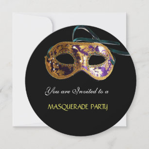 Invitation FÊTE MASQUERADE, Bleu noir