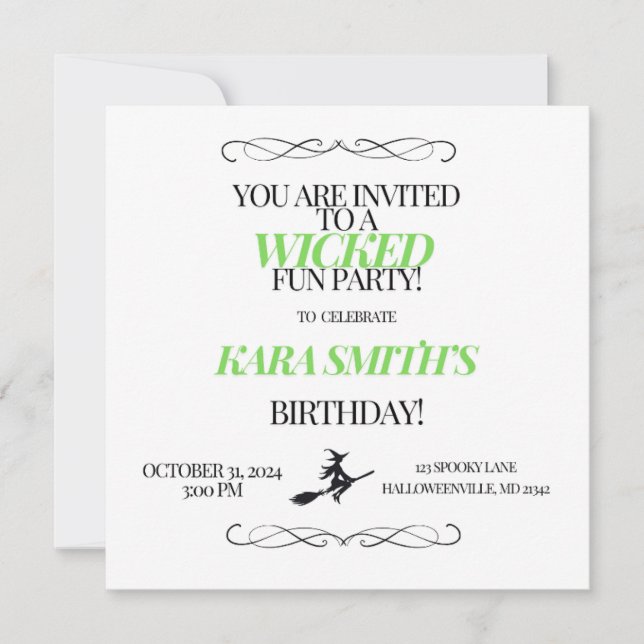 Invitation Fête Méchante (Devant)