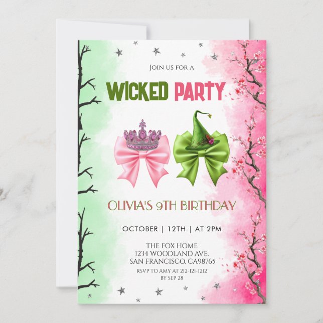 Invitation fête méchante Anniversaire (Devant)