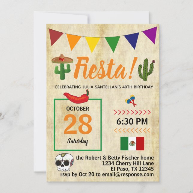Invitation Fête mexicaine (Devant)